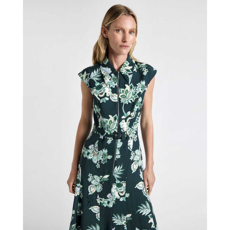 Cue Chintz Laurel Zip Front Midi Dress image number 3